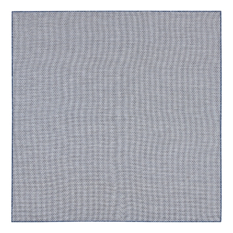 Nourison Courtyard 6' x Square Ivory Blue Fabric Modern Area Rug (6' Square)