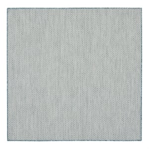 Nourison Courtyard 4' x Square Ivory Aqua Fabric Modern Area Rug (4' Square)