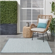 Nourison Courtyard 5' x Square Ivory Aqua Fabric Modern Area Rug (5' Square)