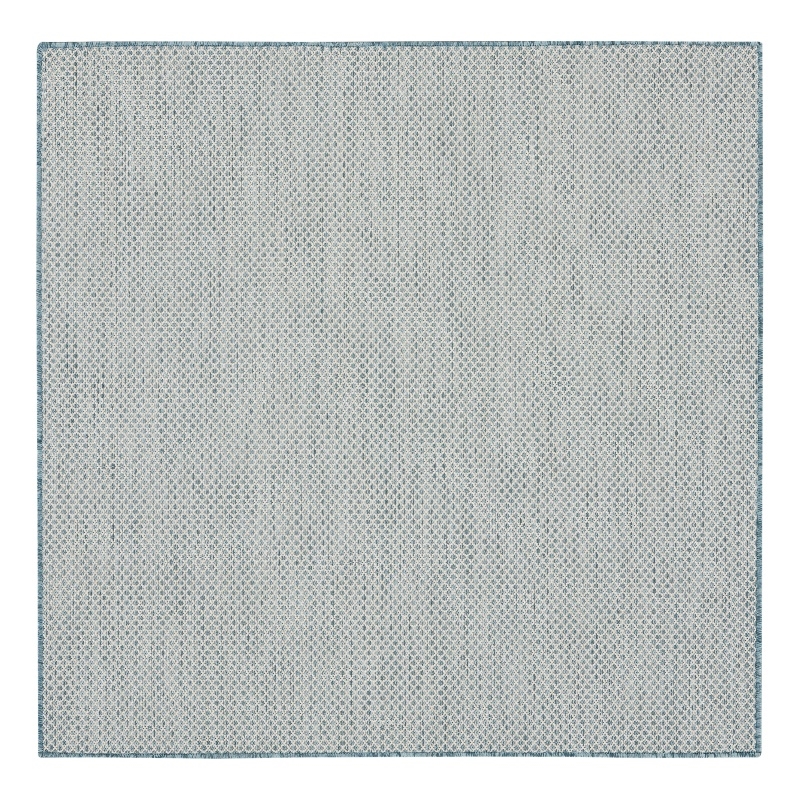 Nourison Courtyard 5' x Square Ivory Aqua Fabric Modern Area Rug (5' Square)