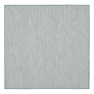 Nourison Courtyard 5' x Square Ivory Aqua Fabric Modern Area Rug (5' Square)