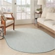 Nourison Courtyard 5' x 8' Oval Ivory Aqua Fabric Modern Area Rug (8' Oval)