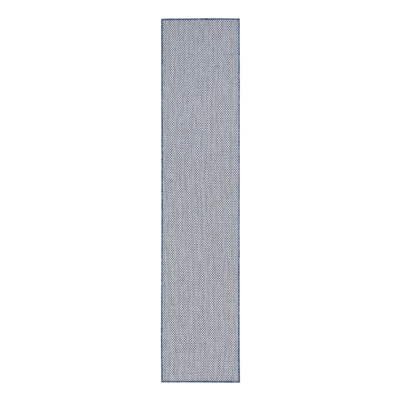 Nourison Courtyard 8' Runner Ivory Blue Fabric Modern Area Rug (8' Runner)