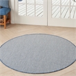 Nourison Courtyard 4' x Round Ivory Blue Fabric Modern Area Rug (4' Round)