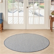 Nourison Courtyard 4' x Round Ivory Blue Fabric Modern Area Rug (4' Round)