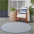 Nourison Courtyard 4' x Round Ivory Blue Fabric Modern Area Rug (4' Round)