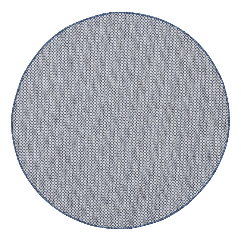 Nourison Courtyard 4' x Round Ivory Blue Fabric Modern Area Rug (4' Round)