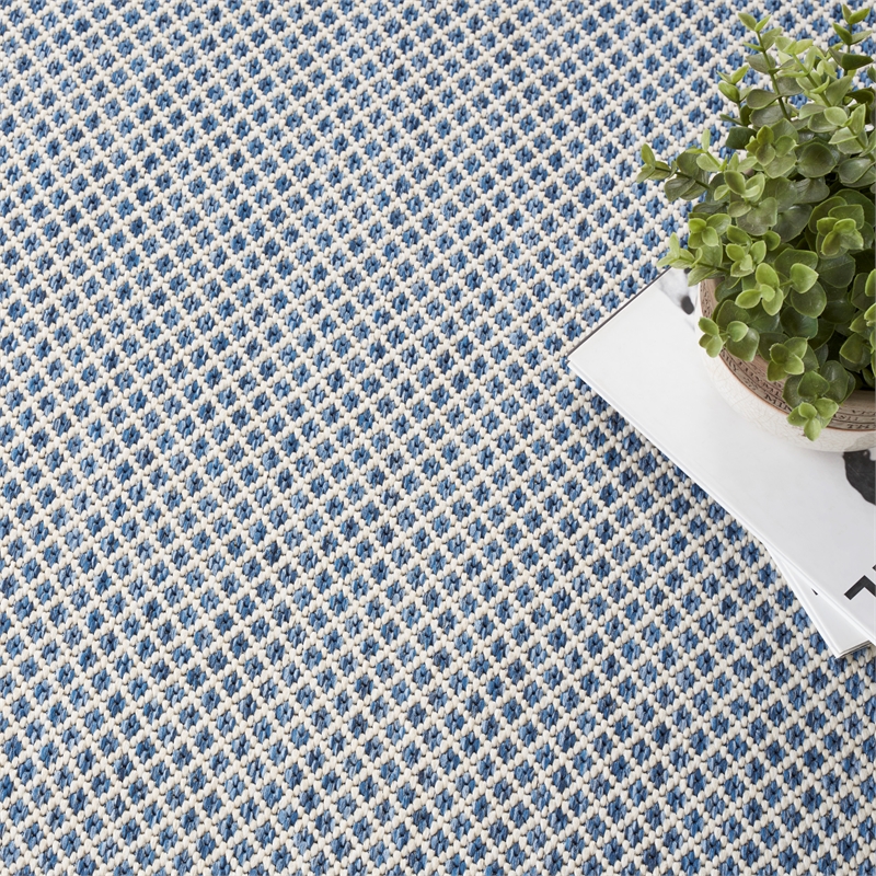Nourison Courtyard 5' x Square Ivory Blue Fabric Modern Area Rug (5' Square)