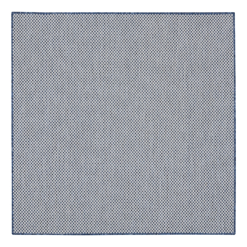 Nourison Courtyard 5' x Square Ivory Blue Fabric Modern Area Rug (5' Square)