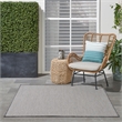 Nourison Courtyard 5' x Square Ivory Charcoal Fabric Modern Area Rug (5' Square)
