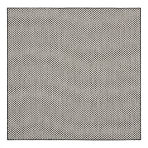 Nourison Courtyard 5' x Square Ivory Charcoal Fabric Modern Area Rug (5' Square)