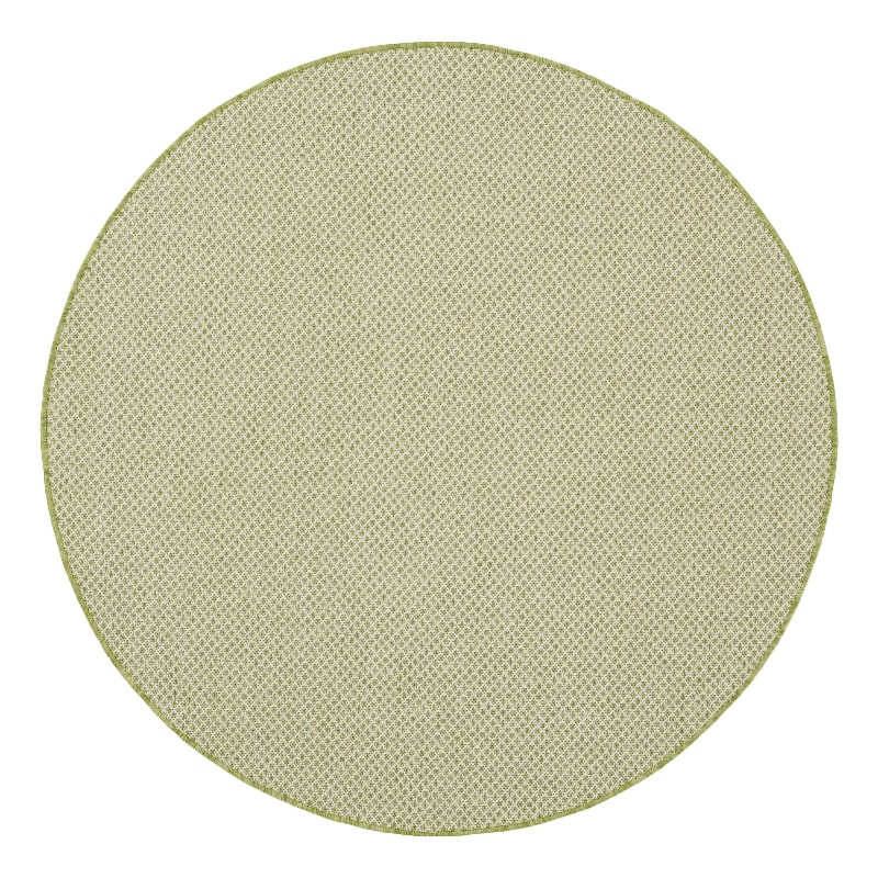 Nourison Courtyard 4' x Round Ivory Green Fabric Modern Area Rug (4' Round)