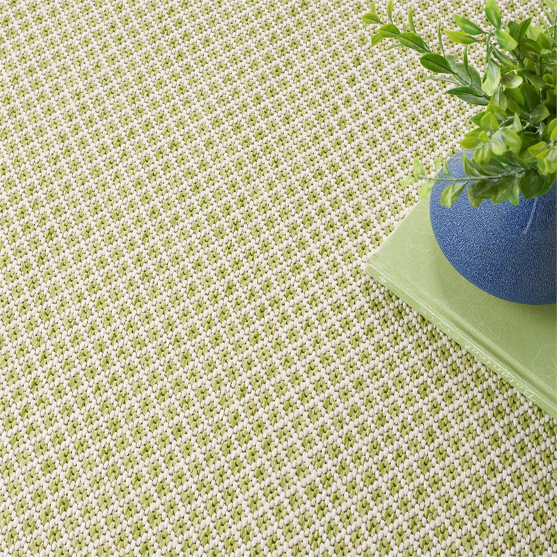 Nourison Courtyard 4' x Square Ivory Green Fabric Modern Area Rug (4' Square)