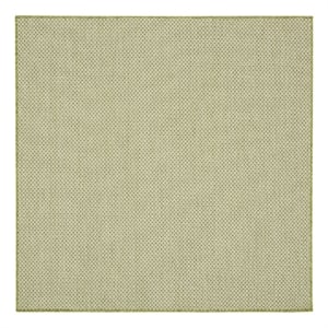 Nourison Courtyard 4' x Square Ivory Green Fabric Modern Area Rug (4' Square)