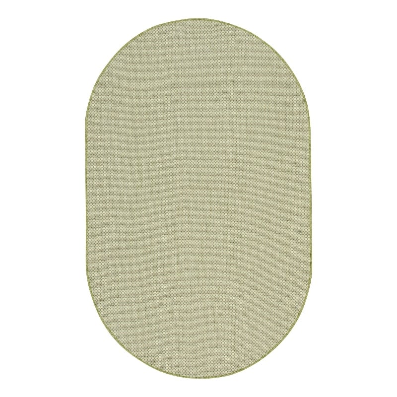 Nourison Courtyard 5' x 8' Oval Ivory Green Fabric Modern Area Rug (8' Oval)