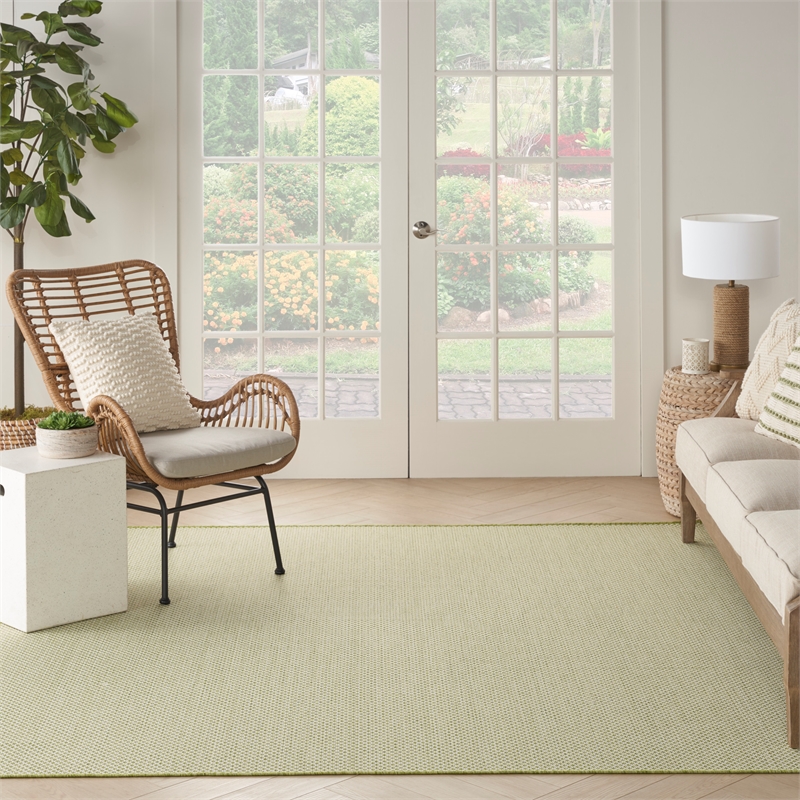 Nourison Courtyard 8' x Square Ivory Green Fabric Modern Area Rug (8' Square)