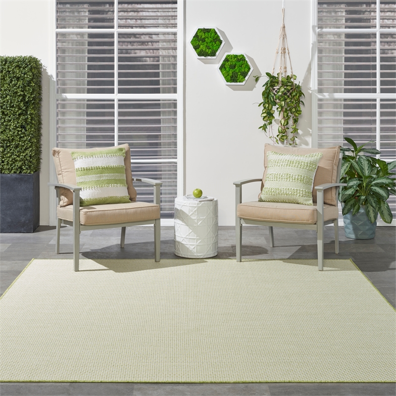 Nourison Courtyard 8' x Square Ivory Green Fabric Modern Area Rug (8' Square)