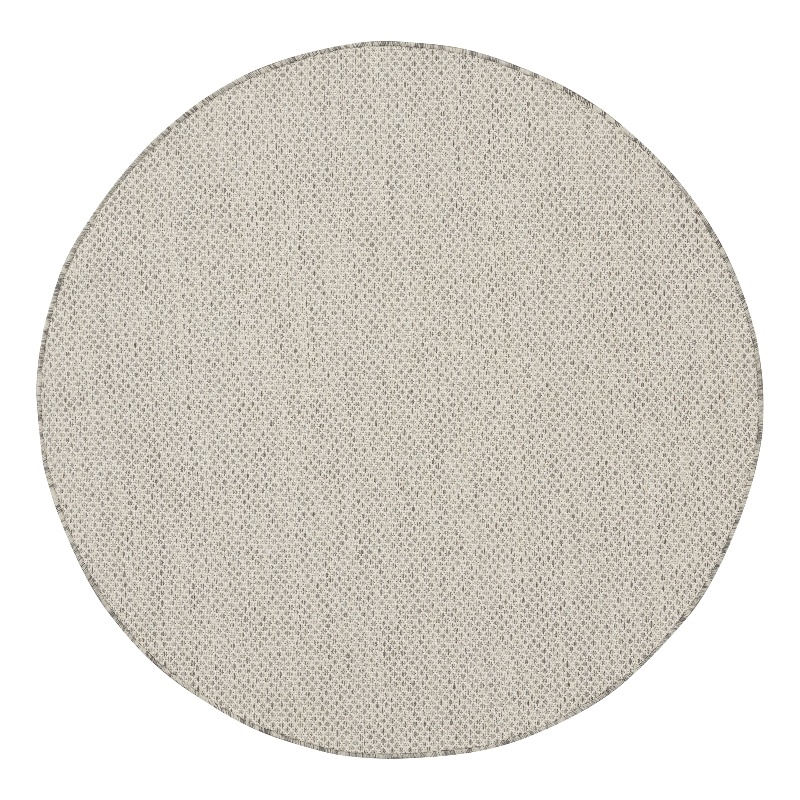 Nourison Courtyard 4' x Round Ivory Silver Fabric Modern Area Rug (4' Round)