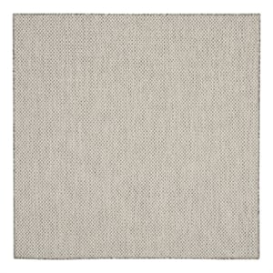 Nourison Courtyard 4' x Square Ivory Silver Fabric Modern Area Rug (4' Square)