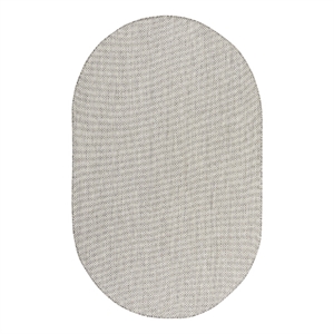 Nourison Courtyard 5' x 8' Oval Ivory Silver Fabric Modern Area Rug (8' Oval)