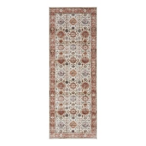 Nourison Fulton 1'10&quot x 5' Fabric Beige Multicolor Vintage Flatweave Indoor Rug