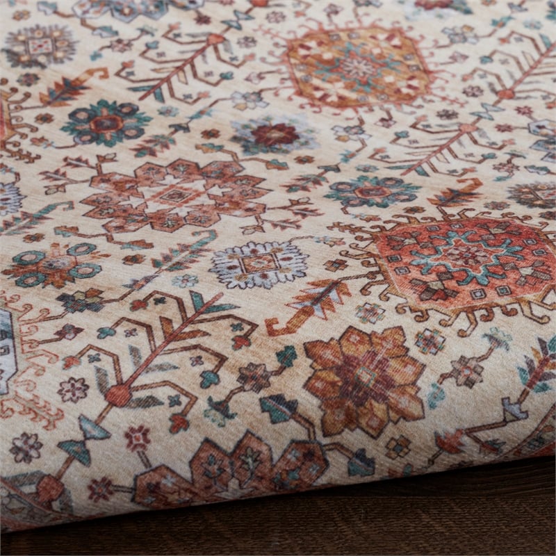 Nourison Fulton 2' x 3' Fabric Beige Multicolor Vintage Flatweave Indoor Rug