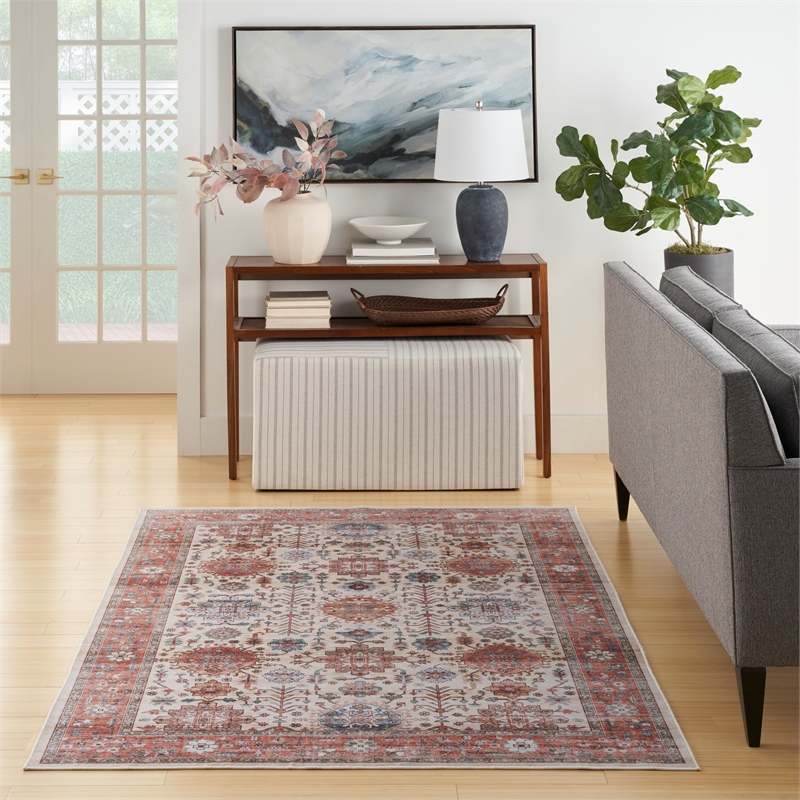 Nourison Fulton 8' x 10' Fabric Beige Multicolor Vintage Flatweave Indoor Rug