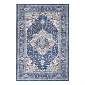 Nourison Fulton 7'10&quot x 9'10&quot Fabric Navy Blue Vintage Flatweave Indoor Rug
