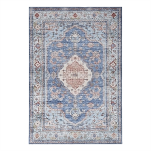 Nourison Fulton 7'10&quot x 9'10&quot Fabric Blue Vintage Flatweave Indoor Rug