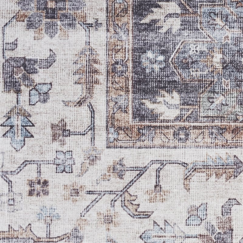 Nourison Fulton 5' x 7' Fabric Charcoal Gray Vintage Flatweave Indoor Rug