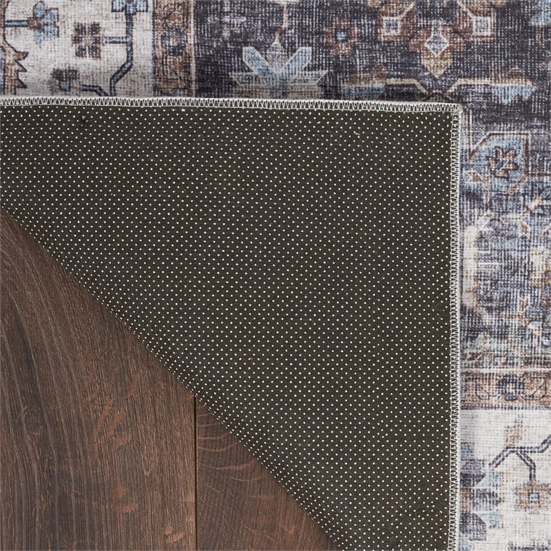 Nourison Fulton 5' x 7' Fabric Charcoal Gray Vintage Flatweave Indoor Rug