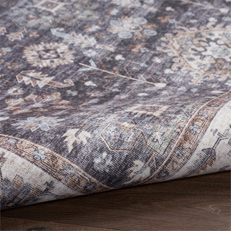 Nourison Fulton 5' x 7' Fabric Charcoal Gray Vintage Flatweave Indoor Rug