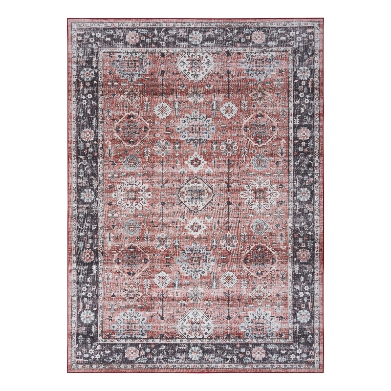 Nourison Fulton 5' x 7' Fabric Brick Red Vintage Flatweave Indoor Rug