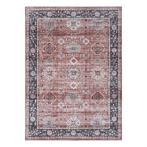 Nourison Fulton 7'10&quot x 9'10&quot Fabric Brick Red Vintage Flatweave Indoor Rug