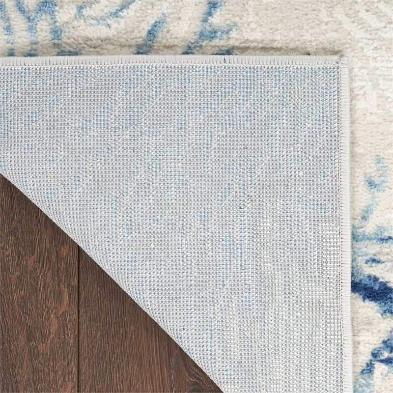 Nourison Pompeii 8' Runner Ivory Gray Blue Fabric Nautical & Beach Area Rug