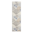 Nourison Pompeii 8' Runner Ivory Gray Blue Fabric Nautical & Beach Area Rug