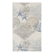 Nourison Pompeii 3' x 5' Ivory Gray Blue Fabric Nautical & Beach Area Rug