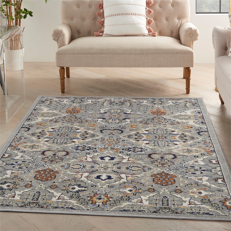 Nourison Allur 4' x 6' Gray Fabric Bohemian Area Rug (4' x 6')