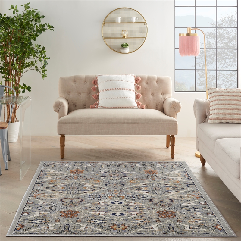 Nourison Allur 4' x 6' Gray Fabric Bohemian Area Rug (4' x 6')