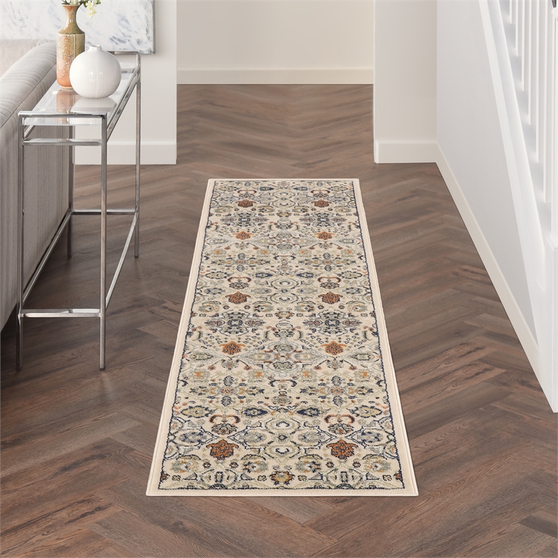 Nourison Allur 8' Runner Beige Fabric Bohemian Area Rug (8' Runner)