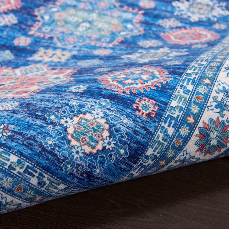 Nourison Home Fulton 5' Runner Fabric Blue Vintage Flatweave Indoor Area Rug