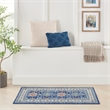 Nourison Home Fulton 5' Runner Fabric Blue Vintage Flatweave Indoor Area Rug