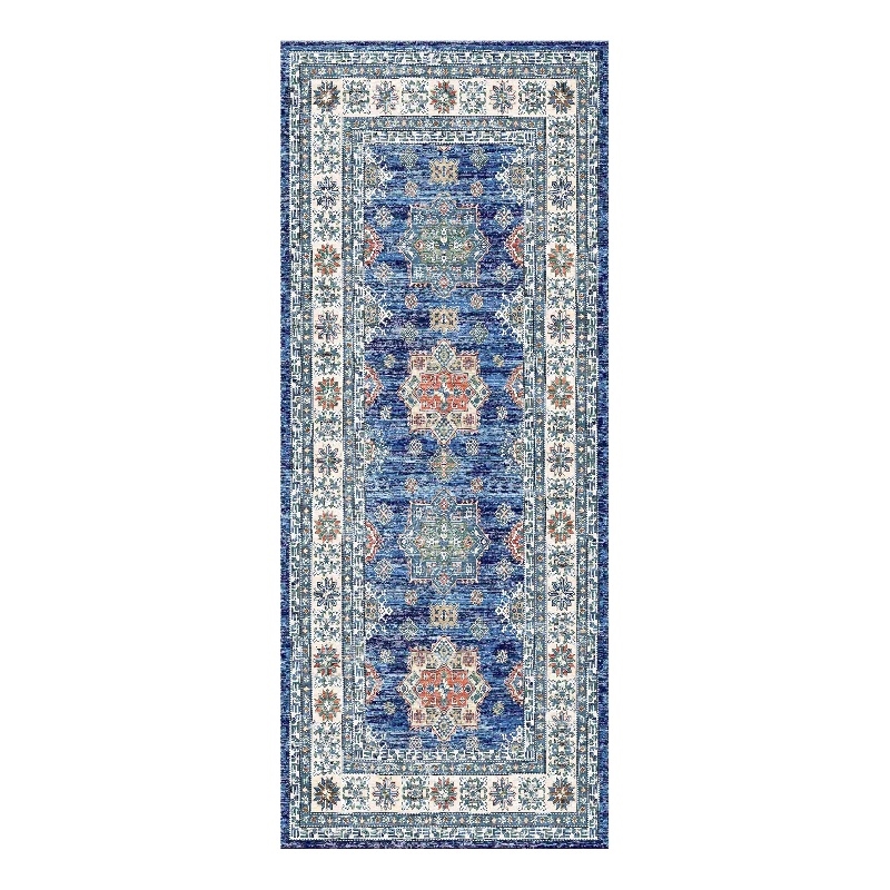 Nourison Home Fulton 5' Runner Fabric Blue Vintage Flatweave Indoor Area Rug