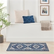 Nourison Home Fulton 5' Runner Fabric Navy Ivory Vintage Flatweave  Indoor Rug