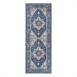 Nourison Home Fulton 5' Runner Fabric Navy Ivory Vintage Flatweave  Indoor Rug