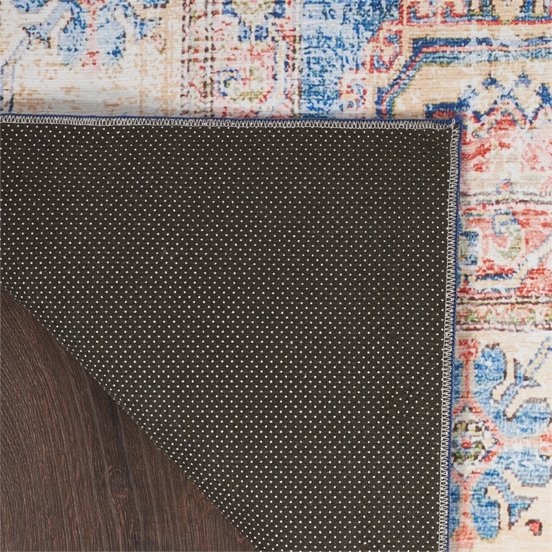 Nourison Home Fulton 2' x 3' Fabric Blue Ivory Vintage Flatweave Indoor Area Rug