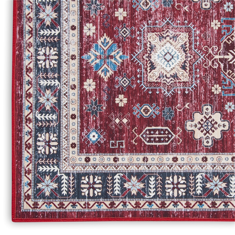Nourison Home Fulton 5' Runner Fabric Red Vintage Flatweave Indoor Area Rug