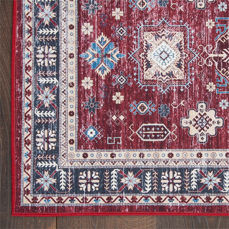 Nourison Home Fulton 5' Runner Fabric Red Vintage Flatweave Indoor Area Rug
