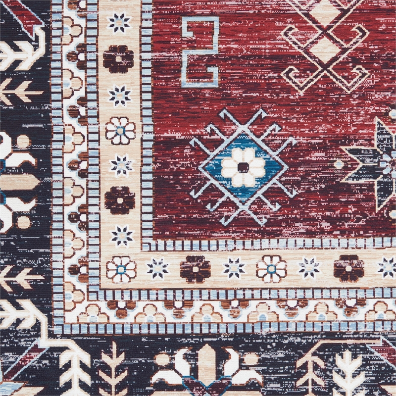 Nourison Home Fulton 5' Runner Fabric Red Vintage Flatweave Indoor Area Rug