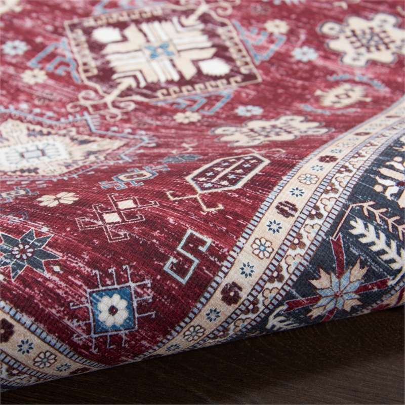 Nourison Home Fulton 5' Runner Fabric Red Vintage Flatweave Indoor Area Rug